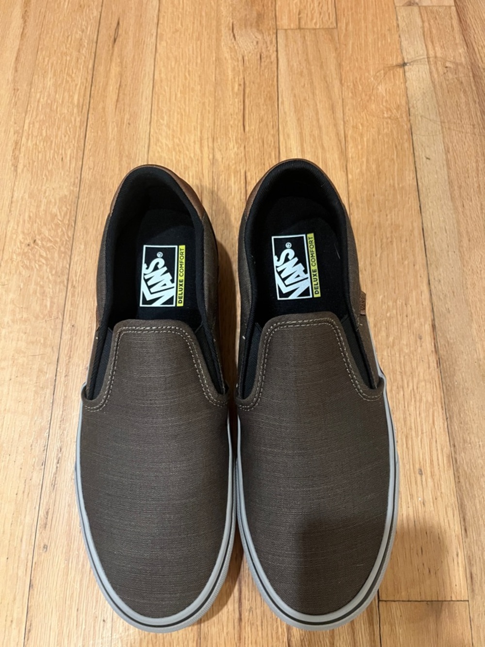 Vans Brown Canvas Slip-On Loafers for Men
